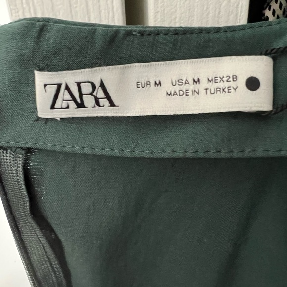 Zara Green Bodycon Linen Blend Draped Mini Dress Sleeveless - Picture 3 of 5